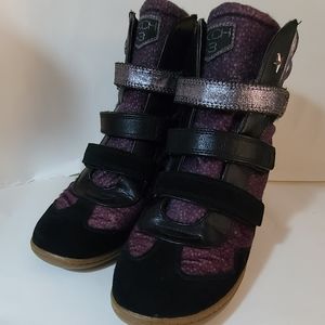 Sketchers wedge 3+ purple black silver Size 10